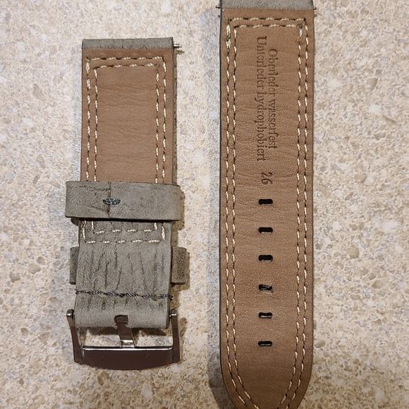 Nice Heavyweight Gray Leather Watch Strap 26mm - Picture 2 of 2